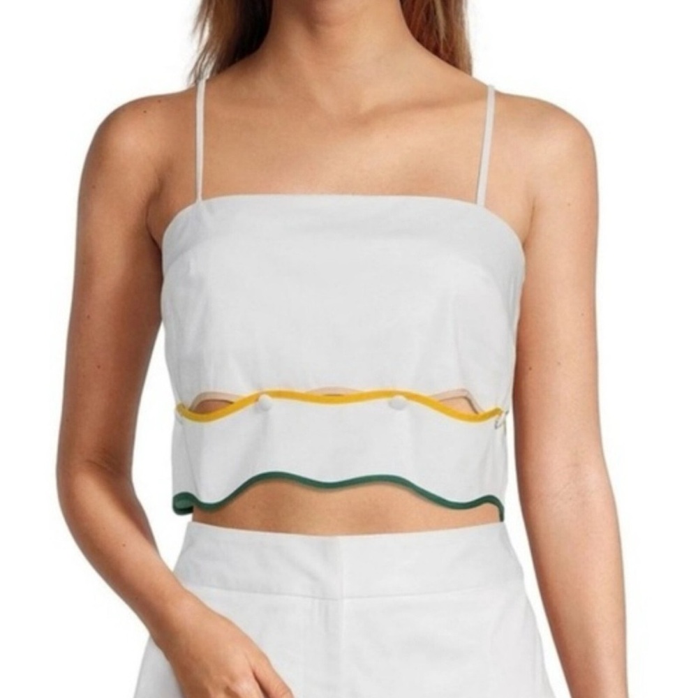 NWT Antonio Melani x The Nat Note White Silvie Scallop Top 
Sz 14